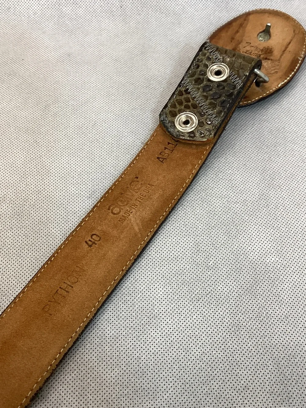 Vintage Acme Python Snakeskin Belt w/ Tony Lama Buckle Western Exotic Belt sz 40 - Picture 5 of 6